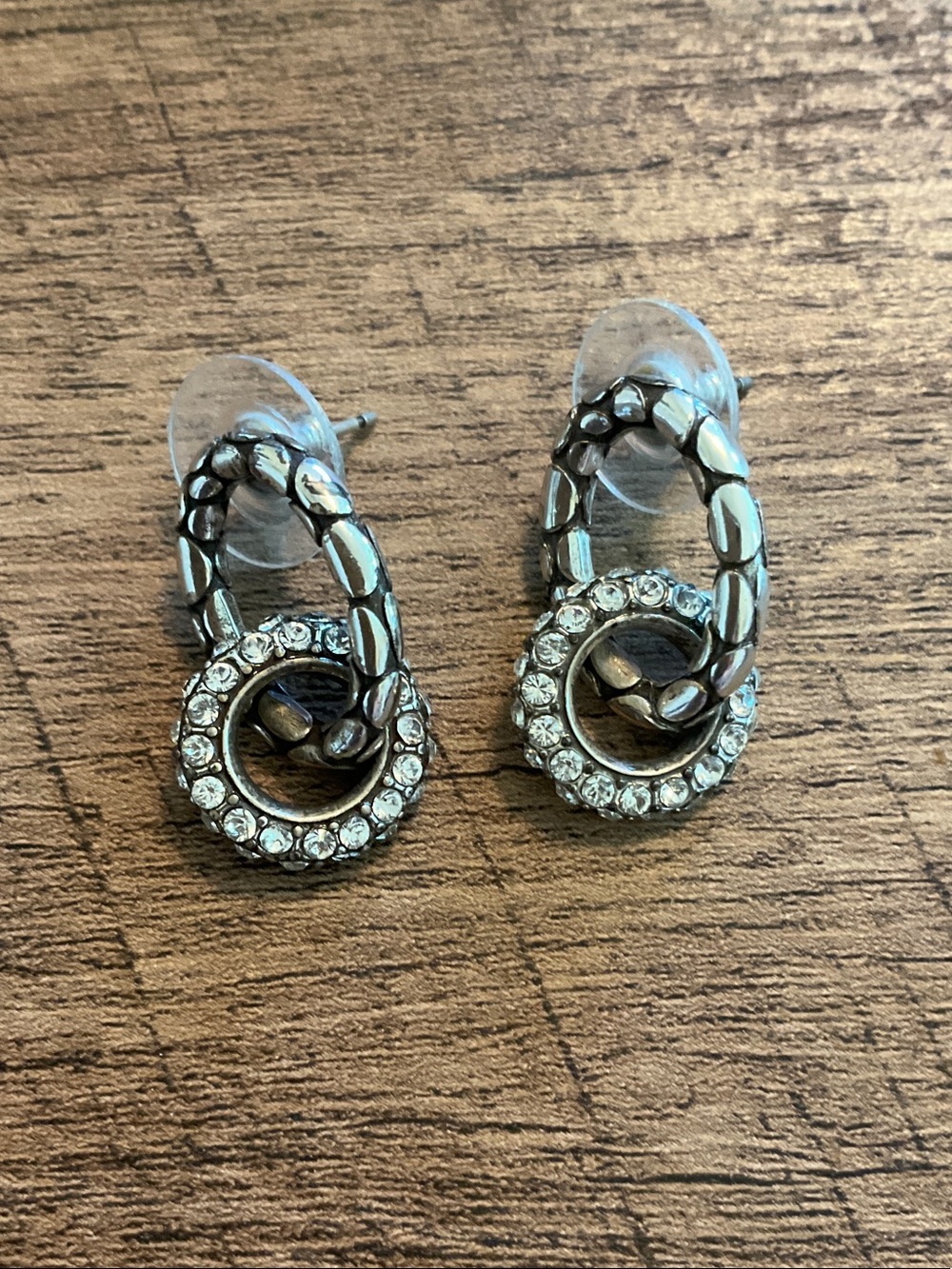 Brighton Silver-tone pebble and Pave Loop Stud Earrings
